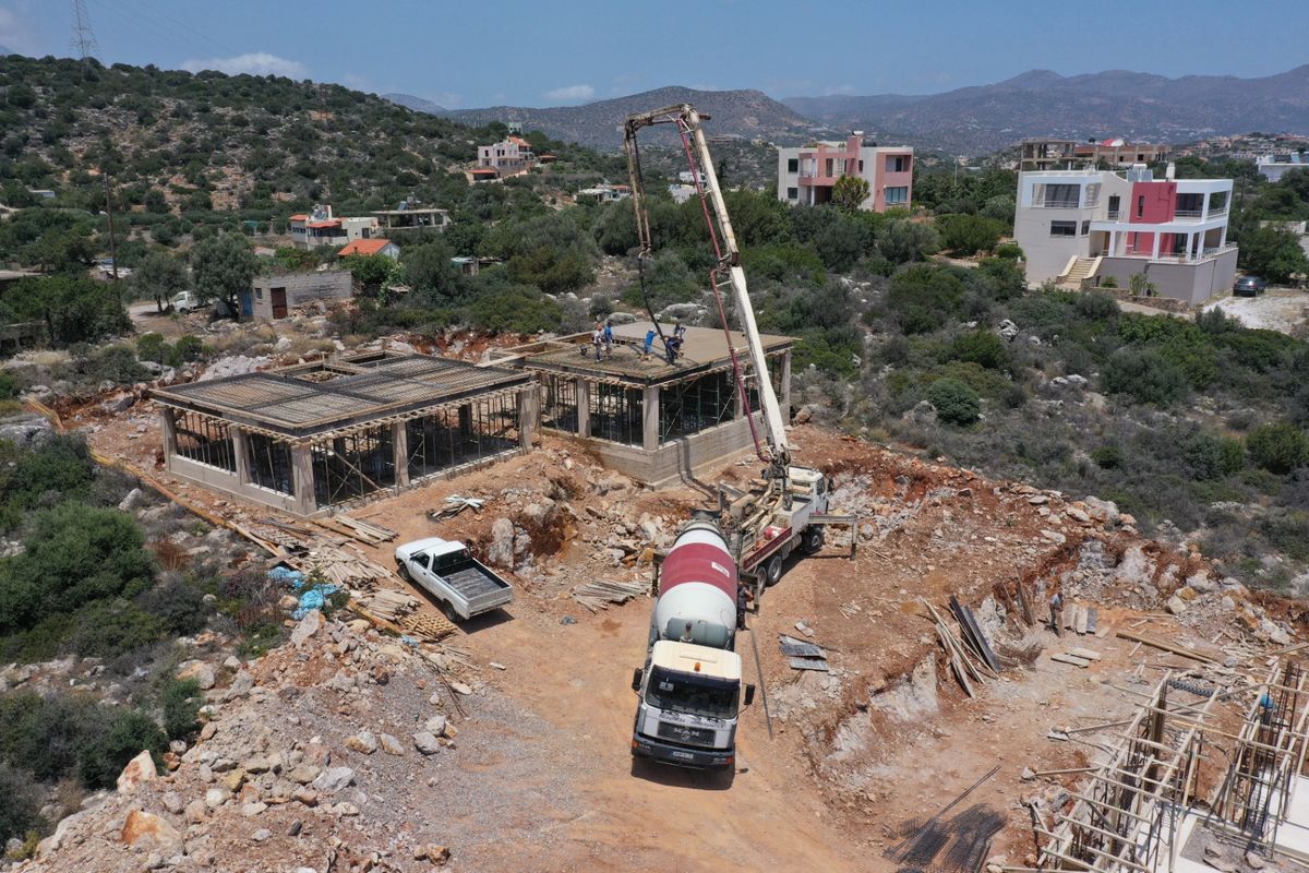 Private Blue villa site above Ammoudara during construction